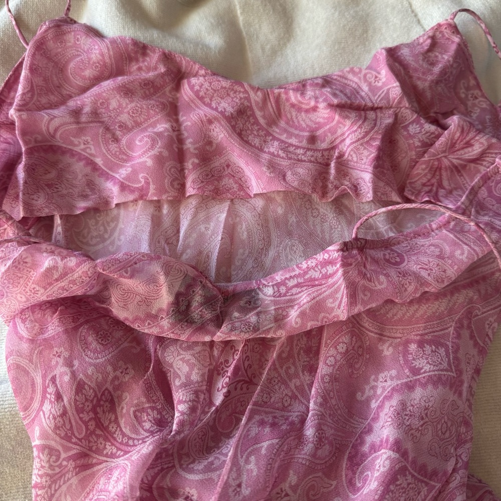 Etro Pink Paisley Sheer Silk Long Dress - Picture 8 of 11